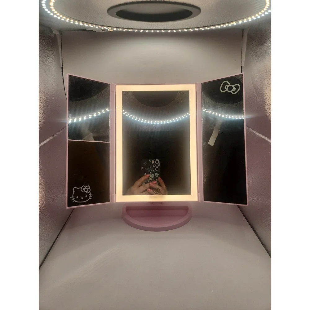 Hello Kitty Pink Impressions 2021 Tri-Fold LED Makeup Vanity Mirror Collectible